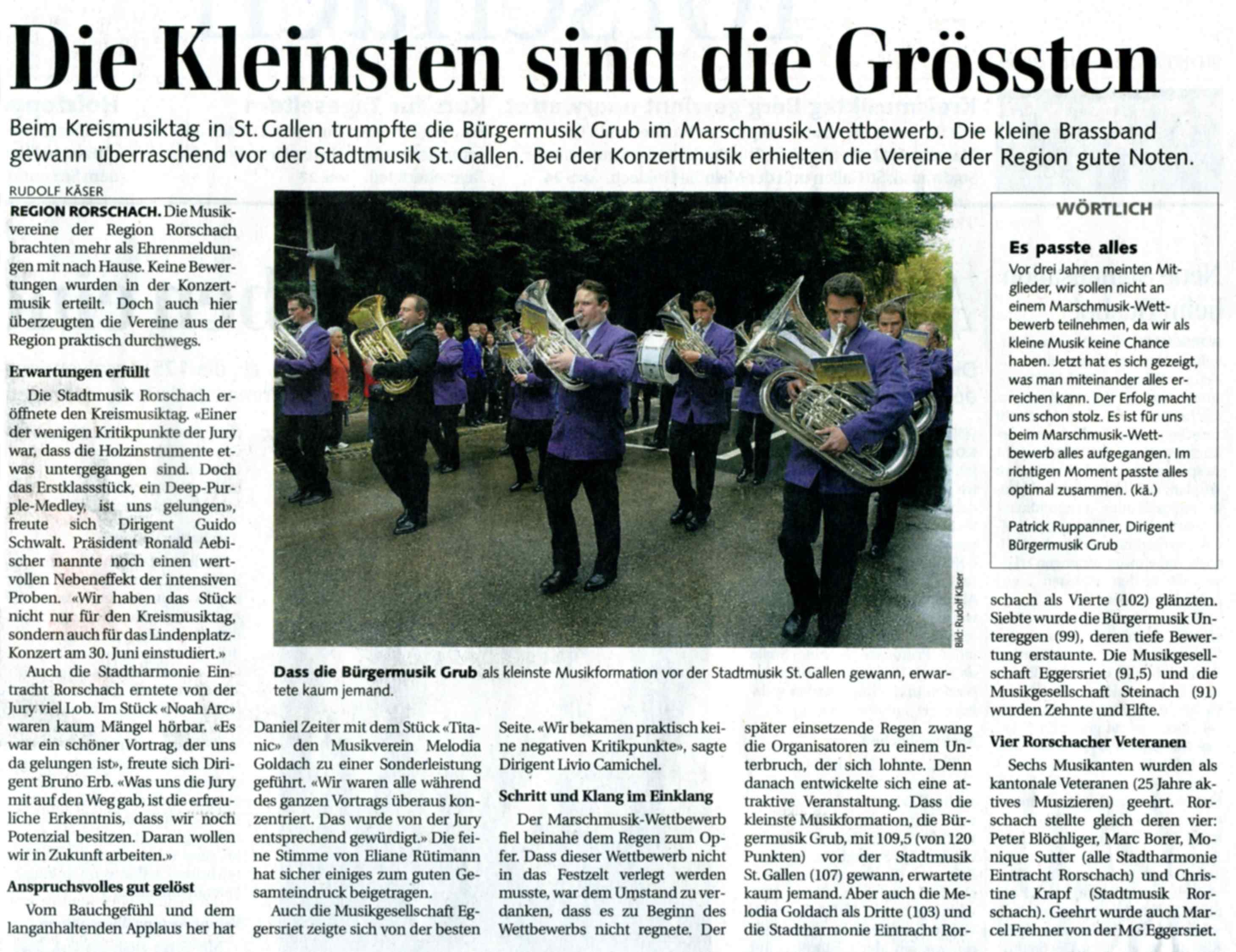 Bericht und Siegerbild am Kreismusiktag St. Gallen