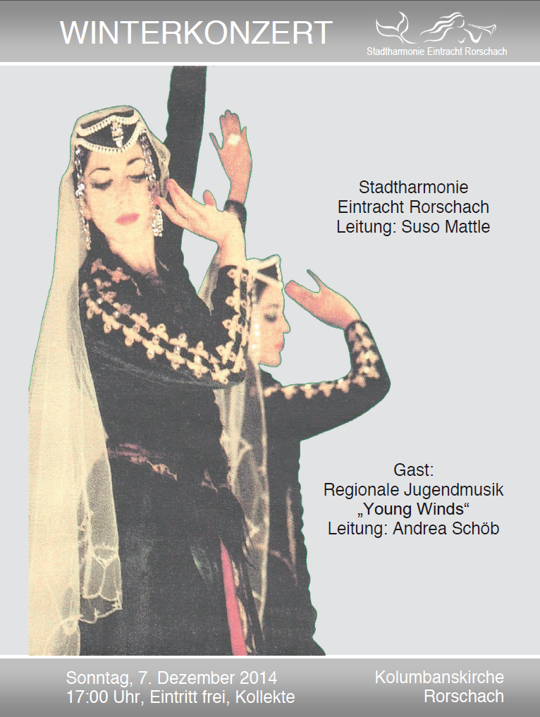 Titelblatt des Programms des Winterkonzerts 2014 der Stadtharmonie Eintracht Rorschach